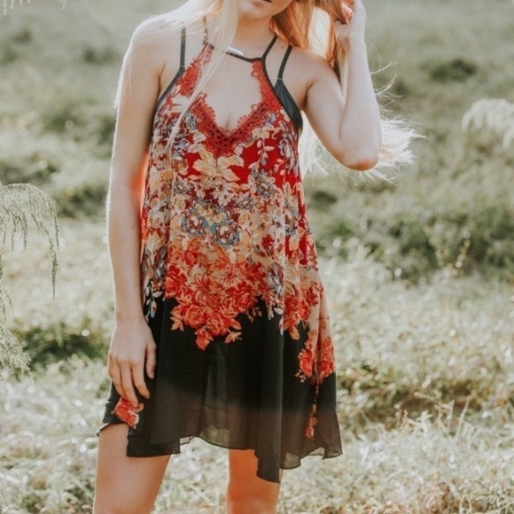NEW Free People Floral Haze Mini Slip Dress Twilight Combo XS Relaxed Fit - Picture 1 of 16